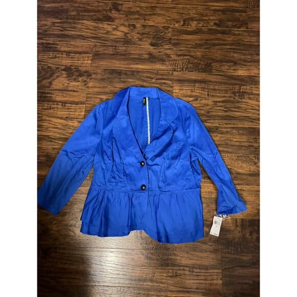 Ambition Royal Blue Jacket Blazer Cotton Spandex Cute Career Wear Sz:XL - Picture 1 of 5